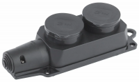 Колодка 16А  2 гнезда с з/к каучук с крышкой черная 220В IP44 Эра