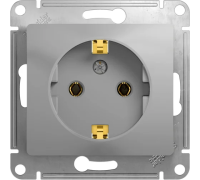 Розетка механизм 1-мест с/з алюминий Glossa