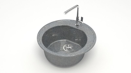 Мойка иск мрамор врезная Черая 510х510х191 темно-серый