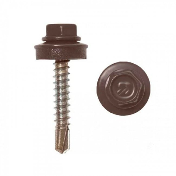Саморез кровельный RAL8017 4,8х70 дерево  50шт шоколадно-коричневый Daxmer