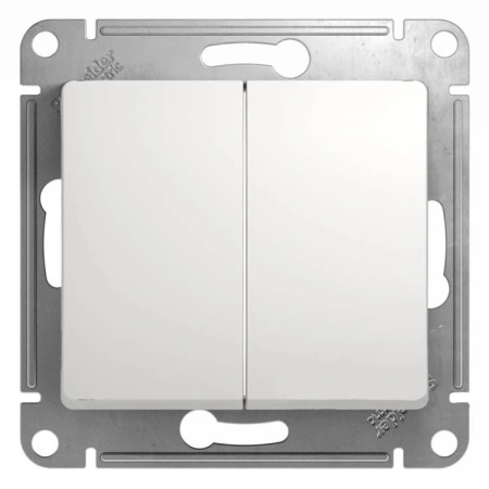 Выключатель механизм 2-кл б/индикатора белый Glossa 